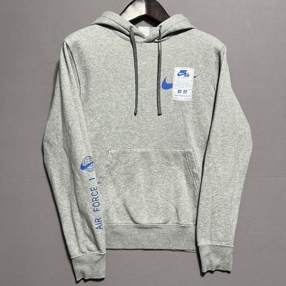 Nike Air Force 1 82-22 Anniversary Hoodie Mens Small Grey Blue Pullover AF1